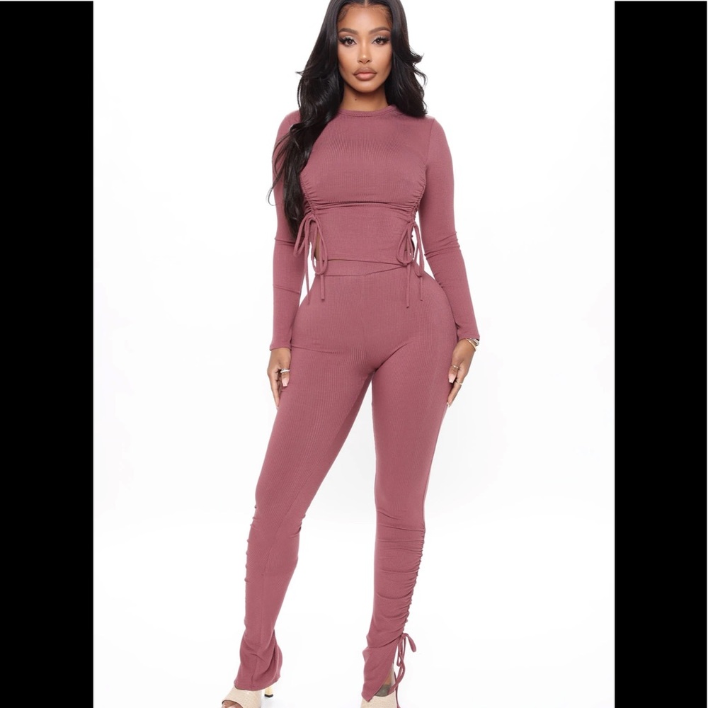 Clear your schedule long sleeve ruched pant set